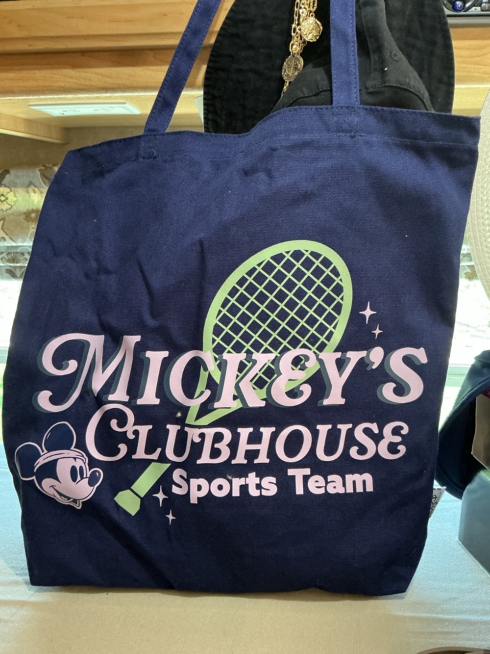 Disney Navy Tote Bag with Pink and Lime Green Sports Graphic